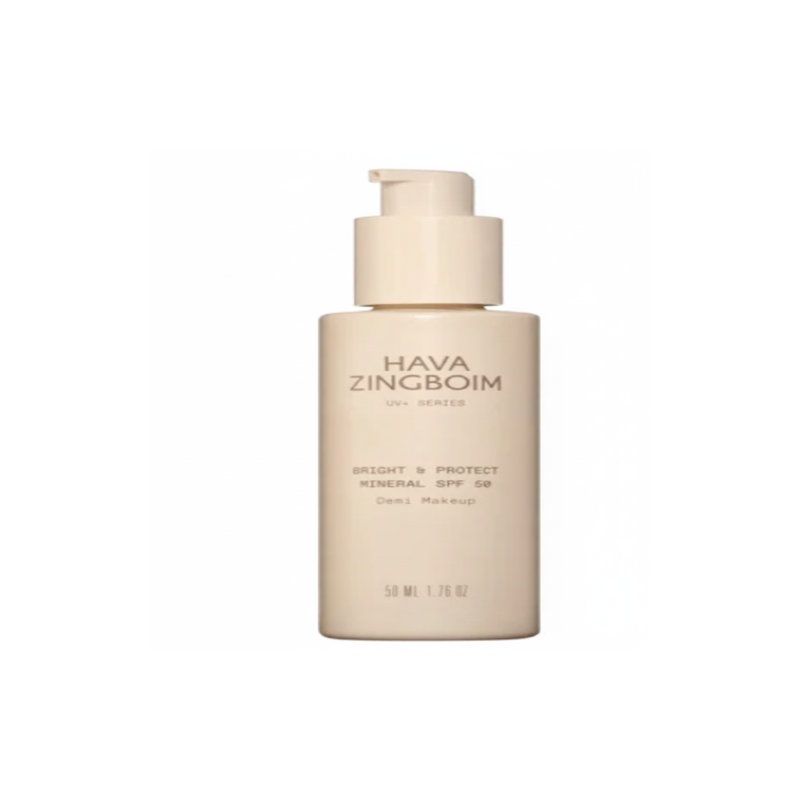 HAVA ZINGBOIM -   קרם הגנה מינרלי דמי מייקאפ 50 מל SPF   SPF 50 - BRIGHT@PROTECT MINERAL